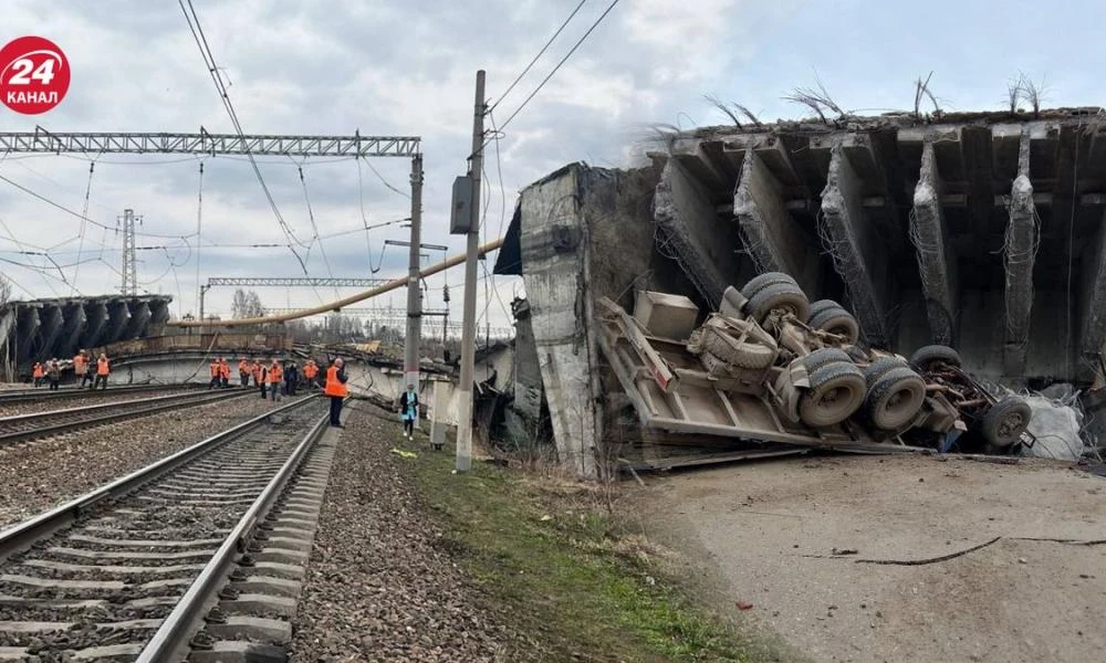 Τραγωδία στη Ρωσία: Η στιγμή που γέφυρα καταρρέει πάνω σε γραμμές τρένου
